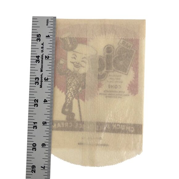 Vintage Advertising Ice Cream Bags Mr. Big Cone Wax Paper Holder Old Stock Lot 3 - Picture 4 of 6